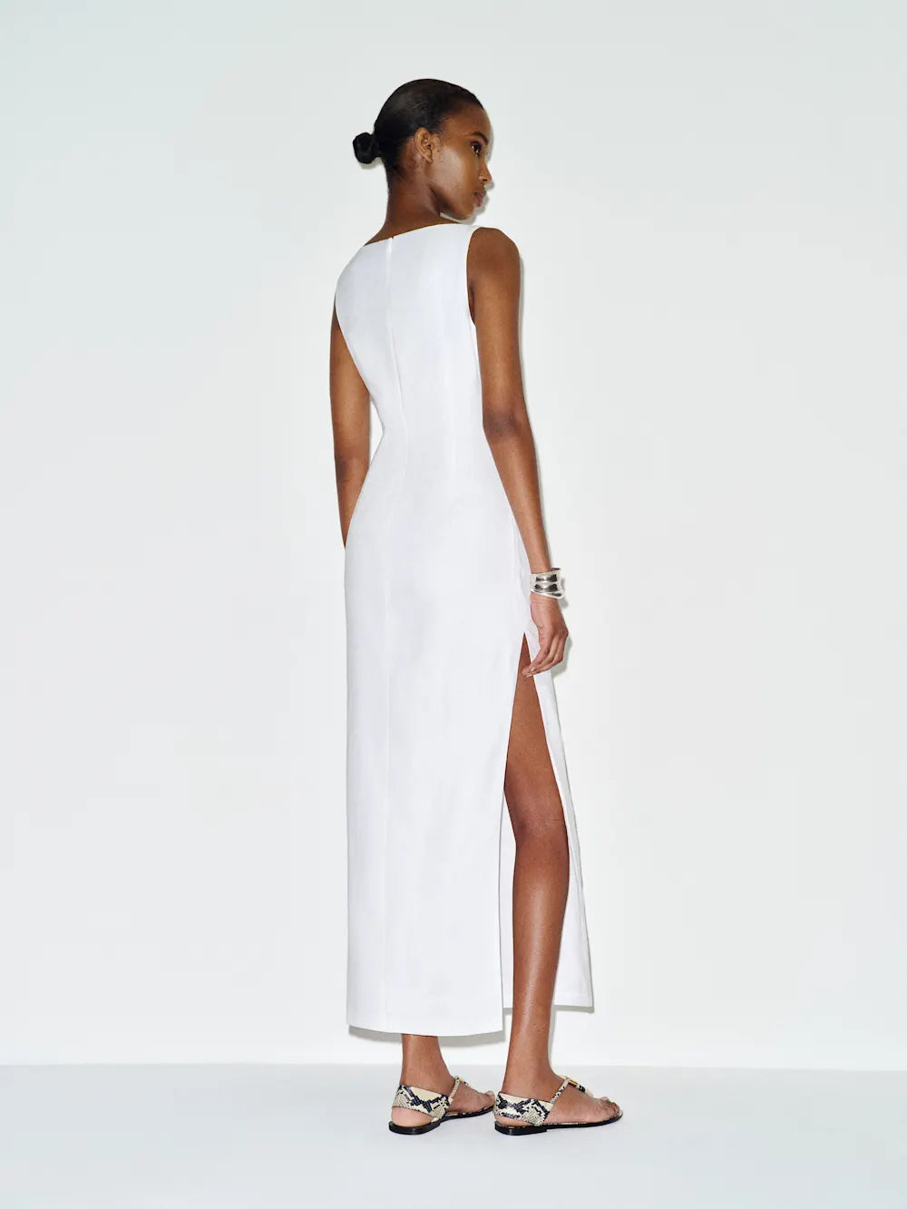 Linen White Midi Dress