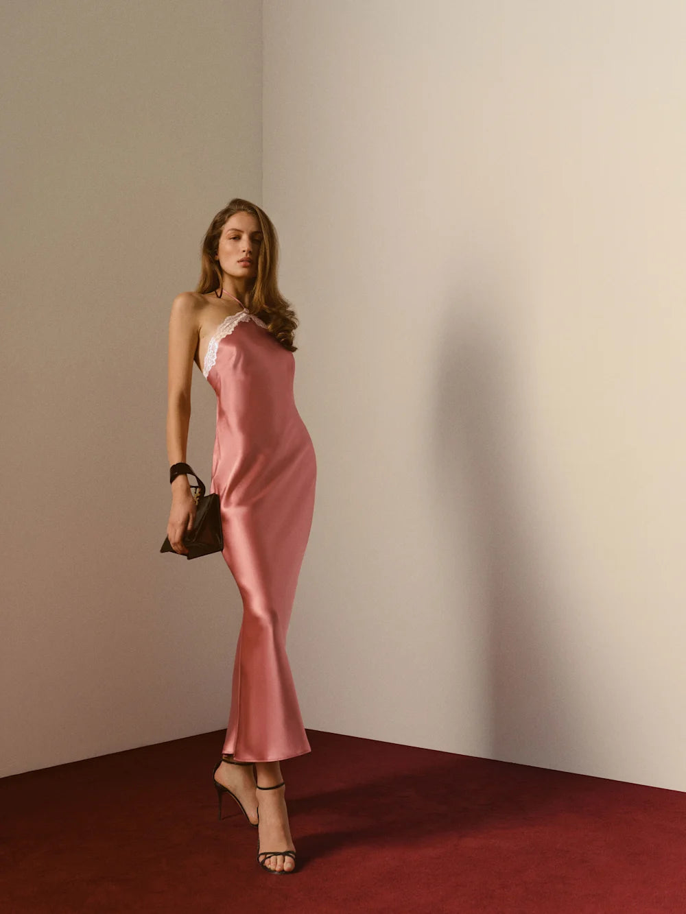 Silk Rose Lace Midi Dress