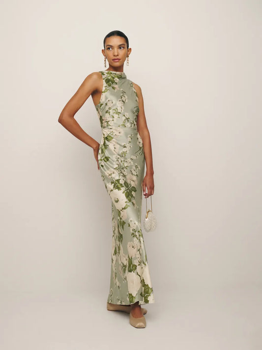 Silk Floral Midi Dress