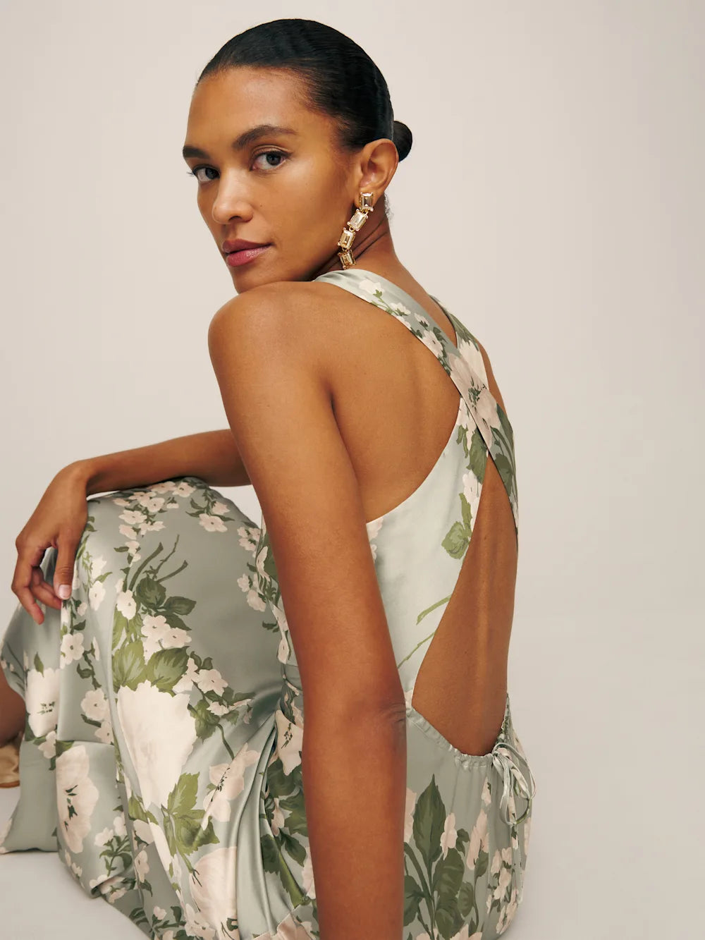 Silk Floral Midi Dress