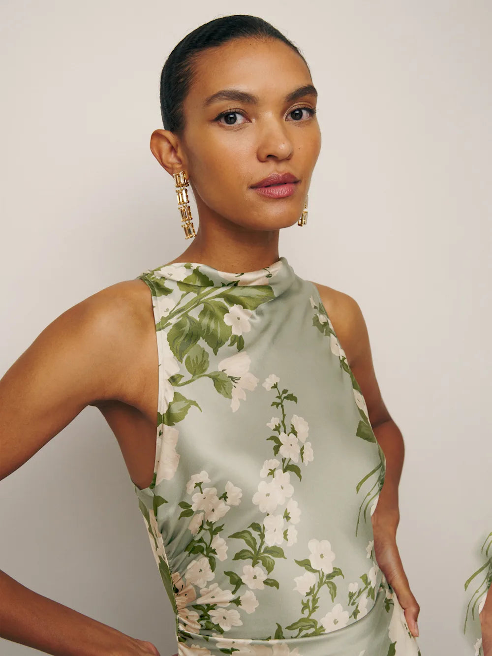 Silk Floral Midi Dress