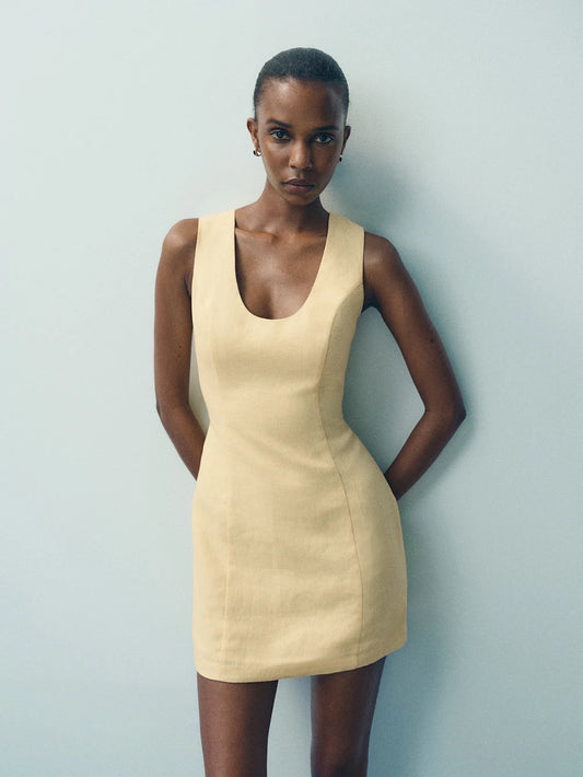 Linen Shine Mini Dress