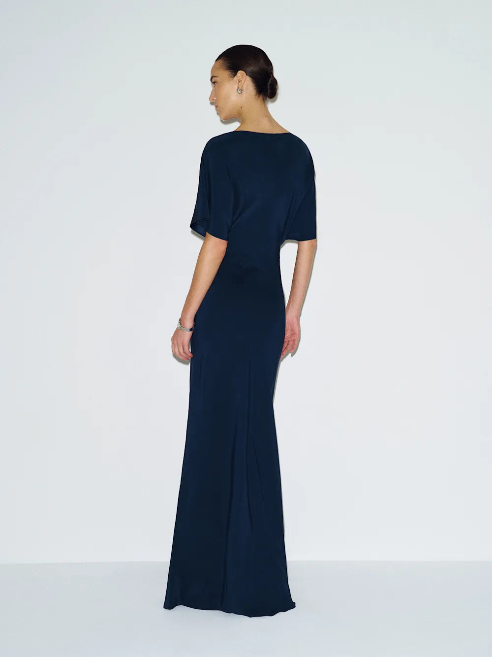 Silk Navy Blue Midi Dress